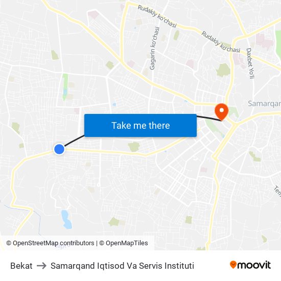 Bekat to Samarqand Iqtisod Va Servis Instituti map