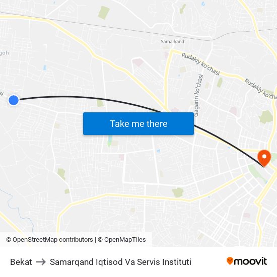 Bekat to Samarqand Iqtisod Va Servis Instituti map