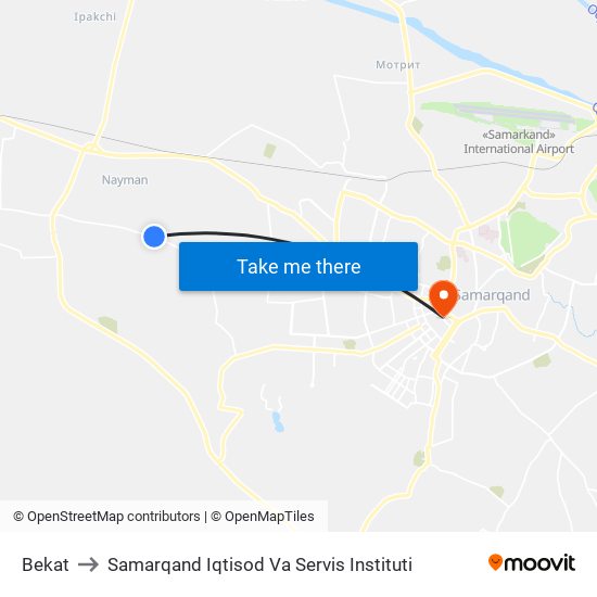 Bekat to Samarqand Iqtisod Va Servis Instituti map