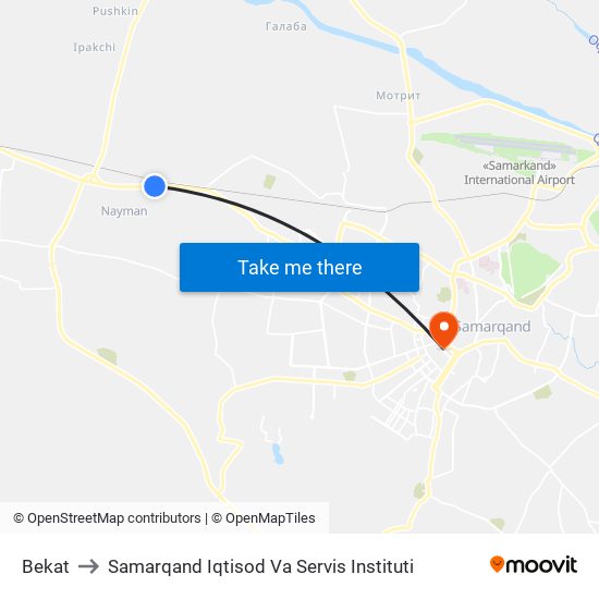 Bekat to Samarqand Iqtisod Va Servis Instituti map