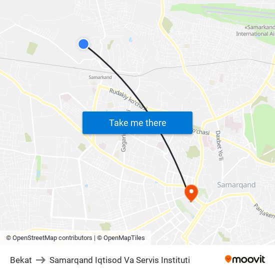 Bekat to Samarqand Iqtisod Va Servis Instituti map