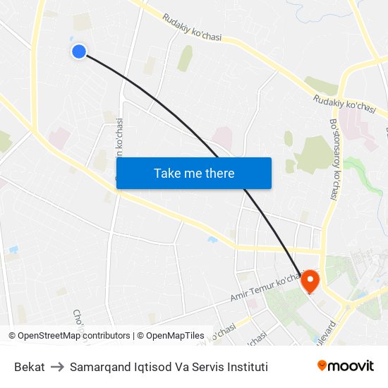 Bekat to Samarqand Iqtisod Va Servis Instituti map