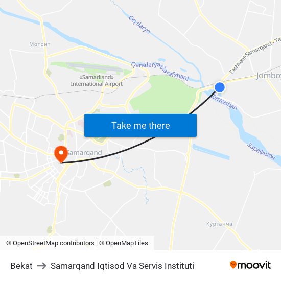 Bekat to Samarqand Iqtisod Va Servis Instituti map