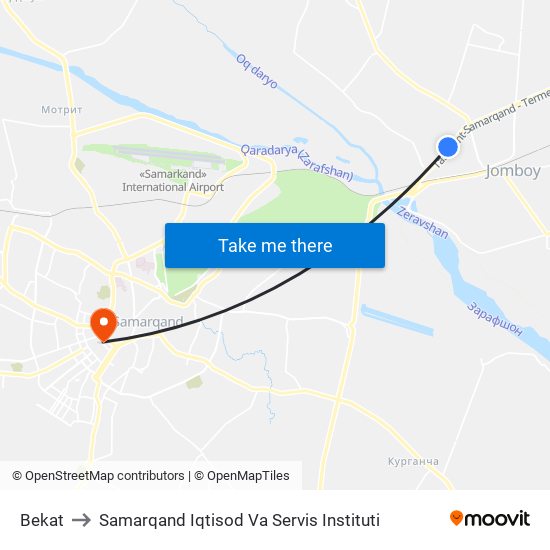 Bekat to Samarqand Iqtisod Va Servis Instituti map