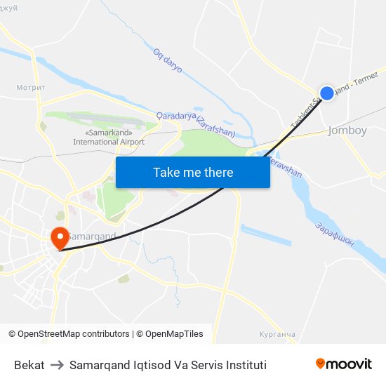 Bekat to Samarqand Iqtisod Va Servis Instituti map