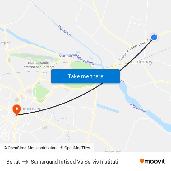 Bekat to Samarqand Iqtisod Va Servis Instituti map