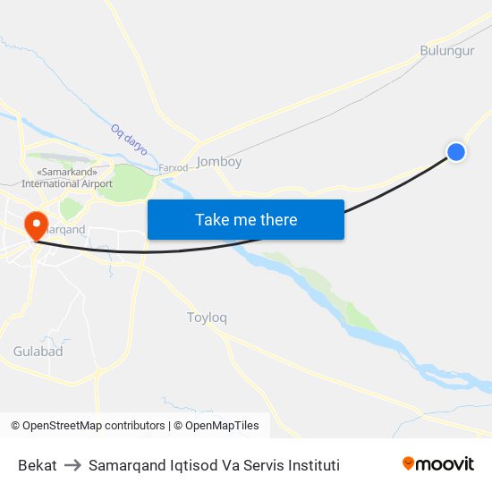 Bekat to Samarqand Iqtisod Va Servis Instituti map