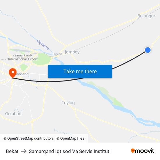 Bekat to Samarqand Iqtisod Va Servis Instituti map