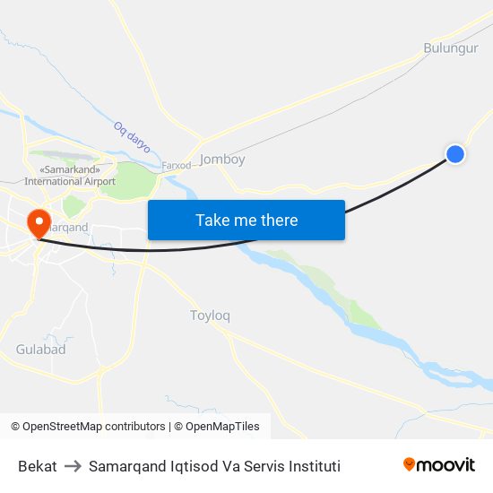 Bekat to Samarqand Iqtisod Va Servis Instituti map