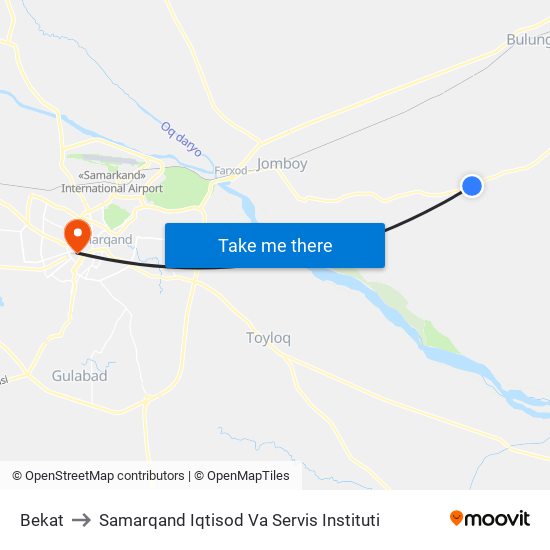 Bekat to Samarqand Iqtisod Va Servis Instituti map