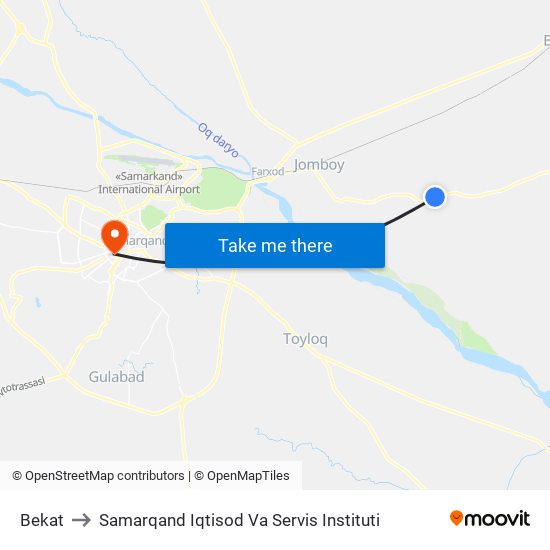 Bekat to Samarqand Iqtisod Va Servis Instituti map