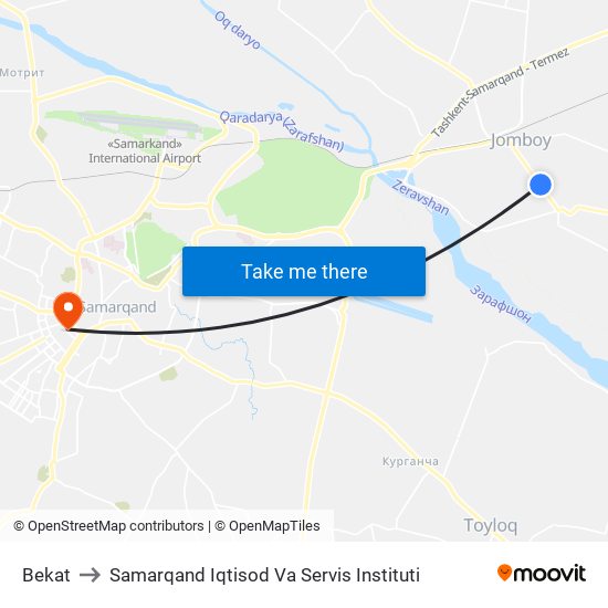 Bekat to Samarqand Iqtisod Va Servis Instituti map