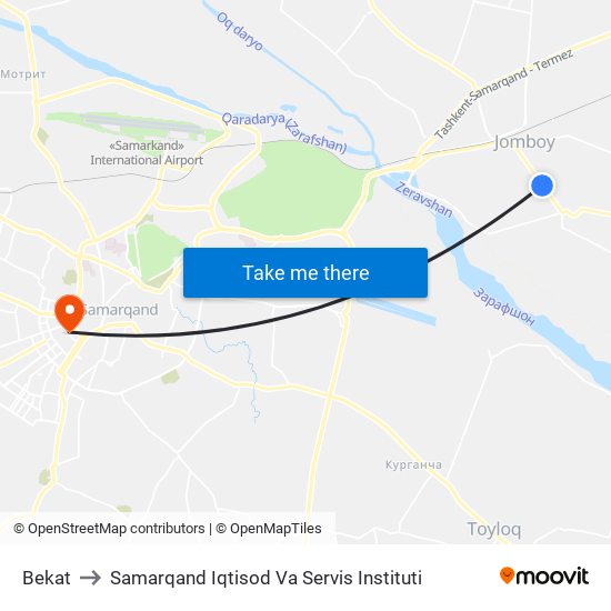 Bekat to Samarqand Iqtisod Va Servis Instituti map