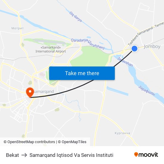 Bekat to Samarqand Iqtisod Va Servis Instituti map