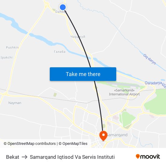 Bekat to Samarqand Iqtisod Va Servis Instituti map