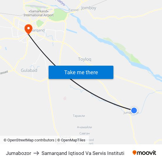 Jumabozor to Samarqand Iqtisod Va Servis Instituti map
