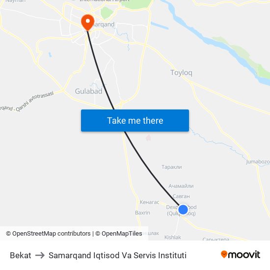 Bekat to Samarqand Iqtisod Va Servis Instituti map