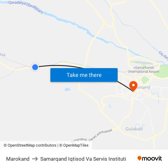 Marokand to Samarqand Iqtisod Va Servis Instituti map