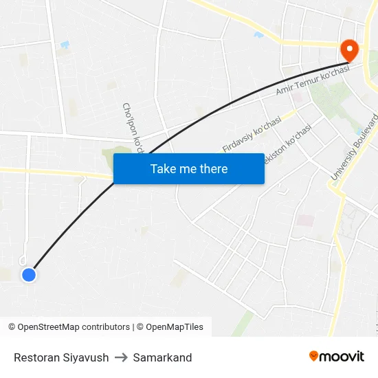 Restoran Siyavush to Samarkand map