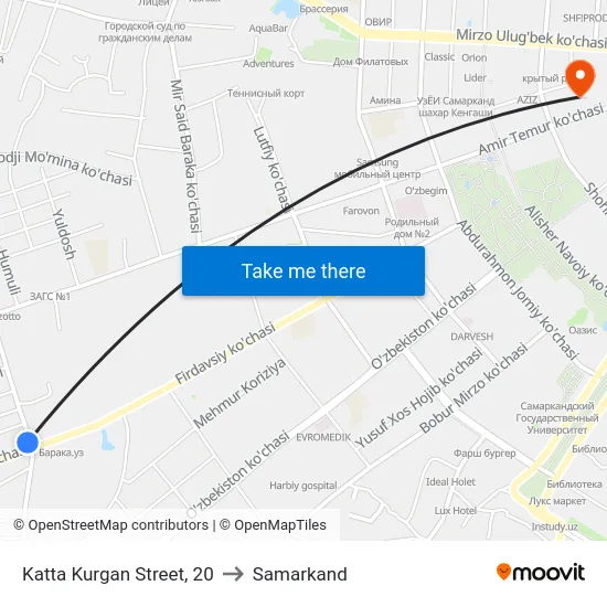 Katta Kurgan Street, 20 to Samarkand map