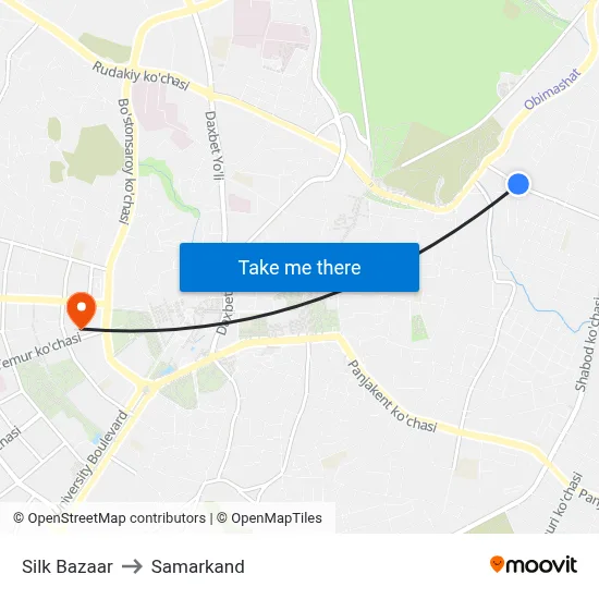 Silk Bazaar to Samarkand map