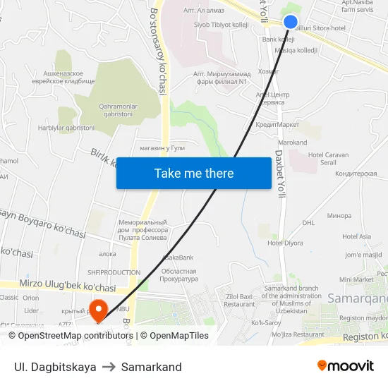 Ul. Dagbitskaya to Samarkand map