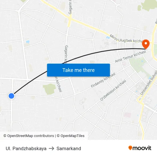 Ul. Pandzhabskaya to Samarkand map