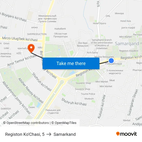 Registon Ko'Chasi, 5 to Samarkand map