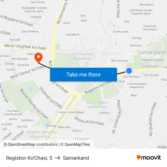 Registon Ko'Chasi, 5 to Samarkand map