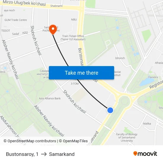 Bustonsaroy, 1 to Samarkand map