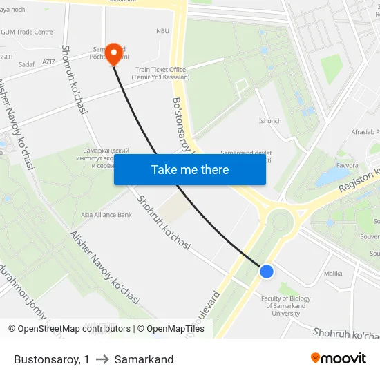 Bustonsaroy, 1 to Samarkand map