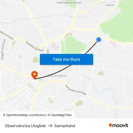 Observatoriya Ulugbek to Samarkand map