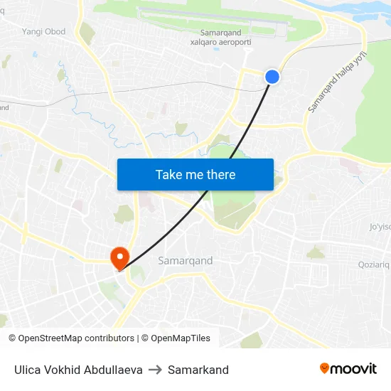 Ulica Vokhid Abdullaeva to Samarkand map