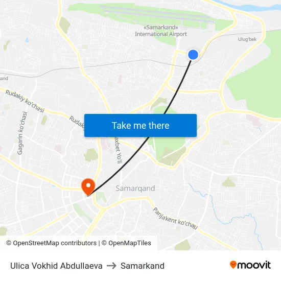 Ulica Vokhid Abdullaeva to Samarkand map
