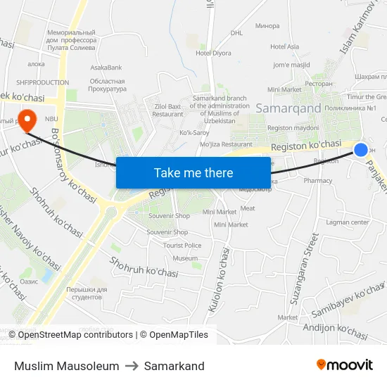 Muslim Mausoleum to Samarkand map