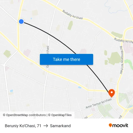 Beruniy Ko'Chasi, 71 to Samarkand map