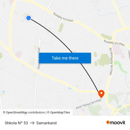 Shkola Nº 53 to Samarkand map