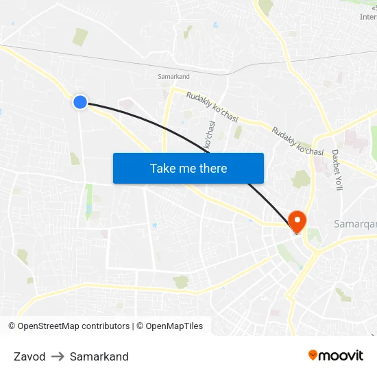 Zavod to Samarkand map