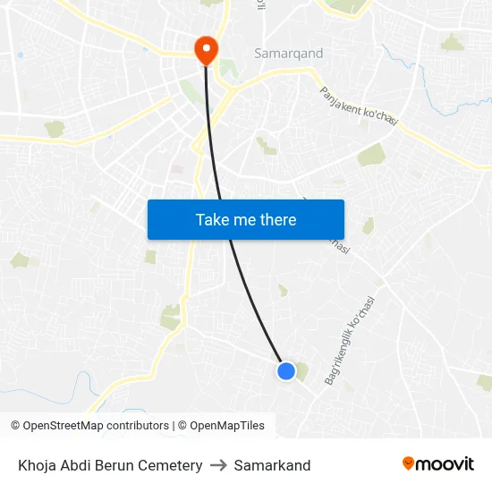 Khoja Abdi Berun Cemetery to Samarkand map