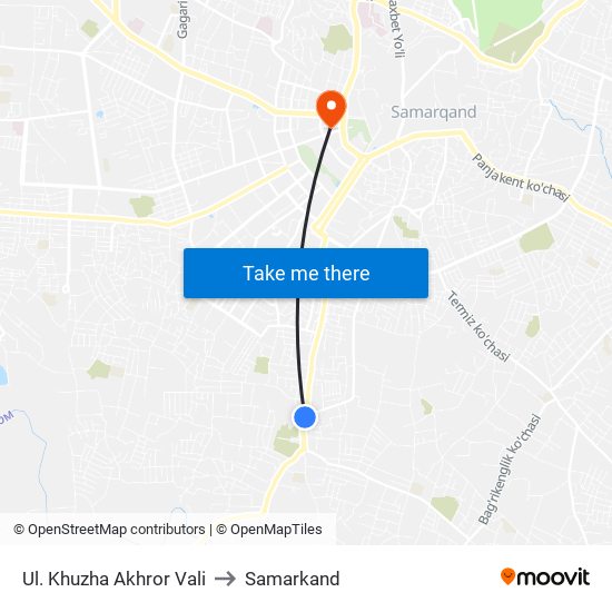 Ul. Khuzha Akhror Vali to Samarkand map