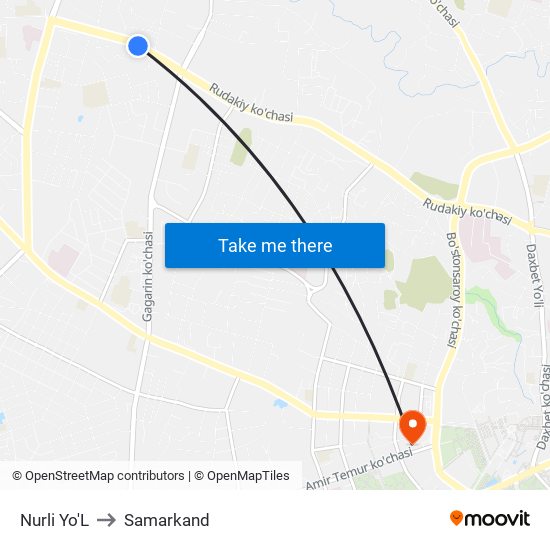 Nurli Yo'L to Samarkand map