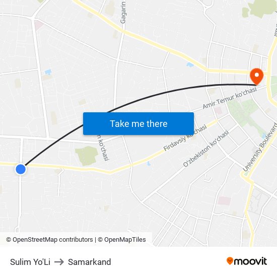 Sulim Yo'Li to Samarkand map
