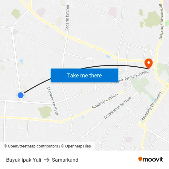 Buyuk Ipak Yuli to Samarkand map