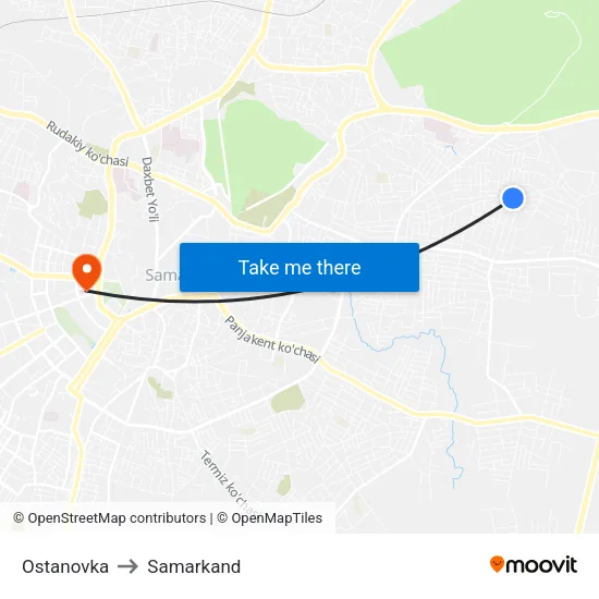 Ostanovka to Samarkand map