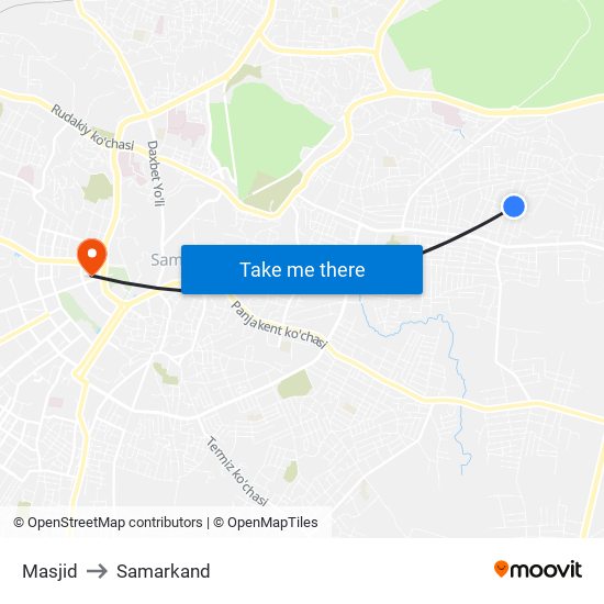 Masjid to Samarkand map