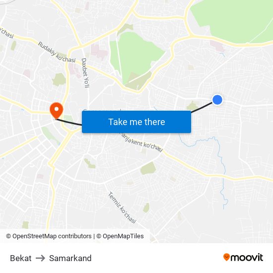 Bekat to Samarkand map