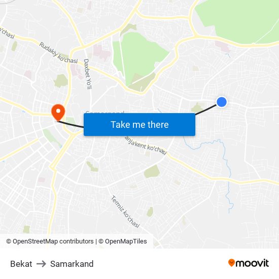 Bekat to Samarkand map