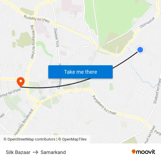 Silk Bazaar to Samarkand map