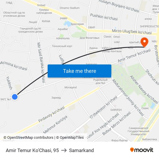 Amir Temur Ko'Chasi, 95 to Samarkand map