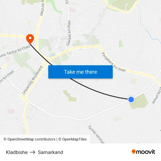 Kladbishe to Samarkand map